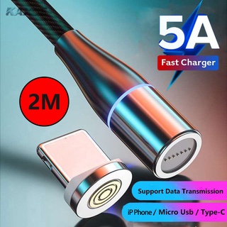 5A Fast Charging Cable 3 in 1 Micro Usb / Type-C Magnetic USB Cable Data Cable with Led for iP Phone Cable (2M)