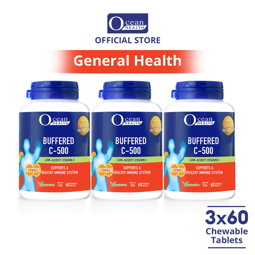 [Bundle of 3] Vitamin C Buffered C500 (60s) Ocean Health (For