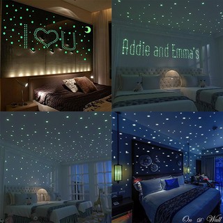 201pcs 3d Moon Star Fluorescent Decals Wall Stickers Kids Room Decor Gifts