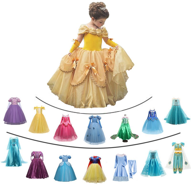 Fast Shipping New Disney Castle Style Dress Girls Dance Skirt Halloween ...