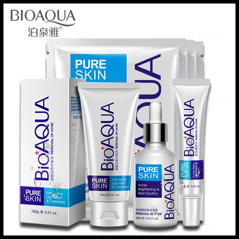 8Pcs BIOAQUA Acne Acne Set Treatment Deep Facial Cleanser Removal Oil