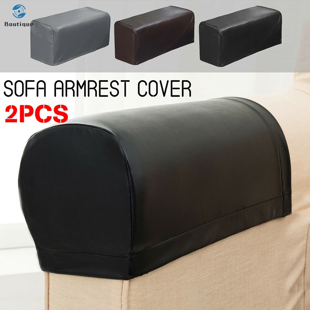 2 Pcs Pu Leather Sofa Armrest Covers Protectors Stretchy