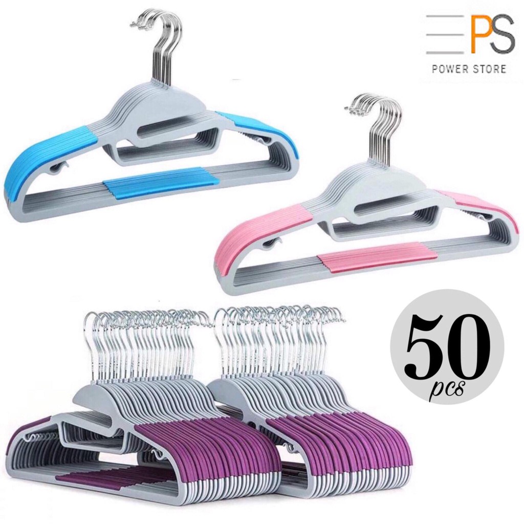 Wet and Dry 50 Pcs NonSlip Anti Slip Clothes Hanger Cloth Coat Hangers Pants Laundry Organiser