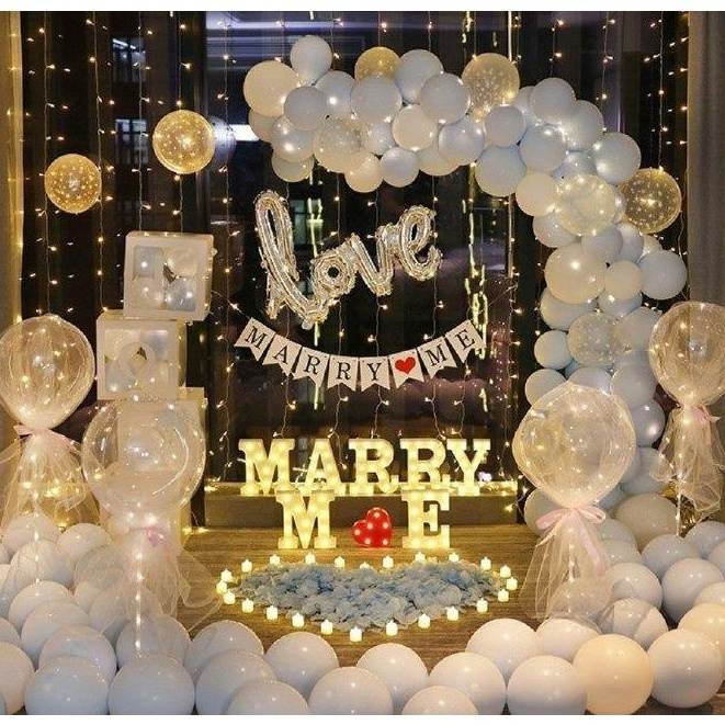 Ultimate Blue Theme Proposal Balloon Decoration Marry Me Marriage Proposal  Idea Set Surprise Party Letter Light LED | Shopee Singapore