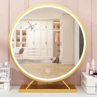 HD desktop vanity mirror with light large household light luxury Dresser Mirror bedroom net red round household mirror