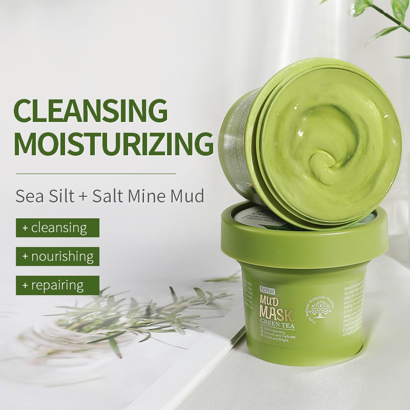 Fenyi Green Tea Mud Mask Face Cleansing Clay Mask Remove Blackheads Acne Pores 100g Singapore