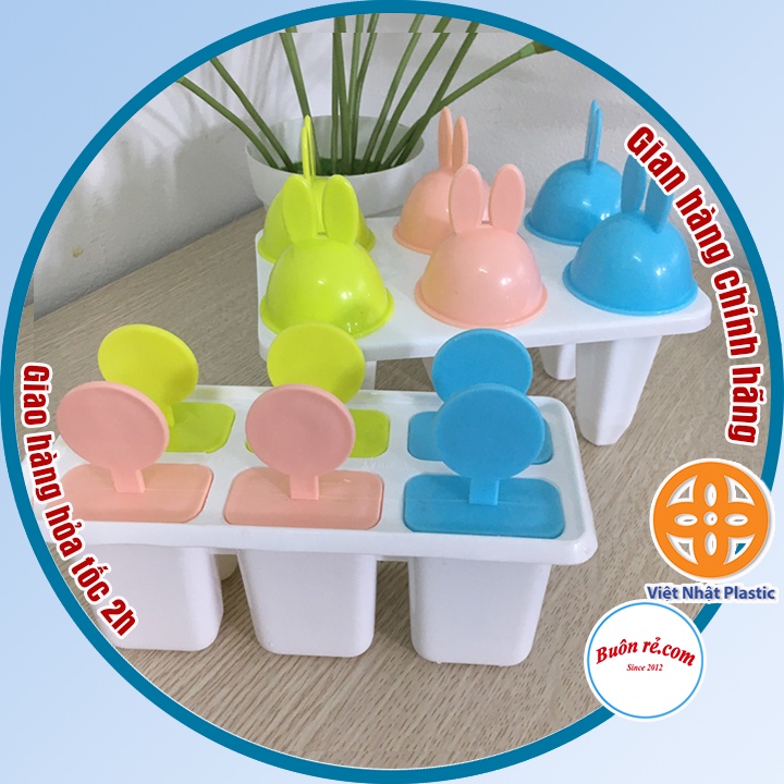 Khuôn làm kem 6 que nhựa có nắp tay cầm cho mẹ trổ tài bếp núc