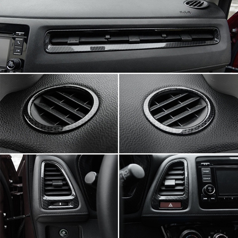 Honda VEZEL HRV HR-V 2015 2016 2017 Accessories Car Front Conditioner Air Outlet Decoration Cover Trim Sticker Carbon Fibre