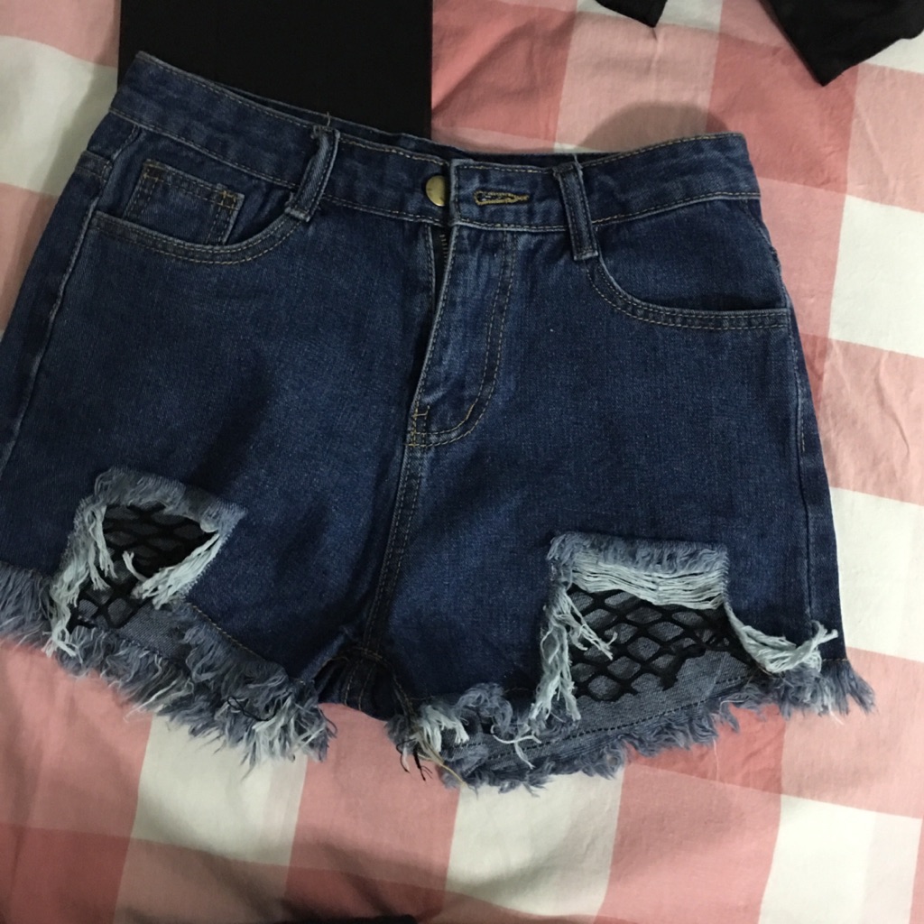 fishnet high waisted shorts