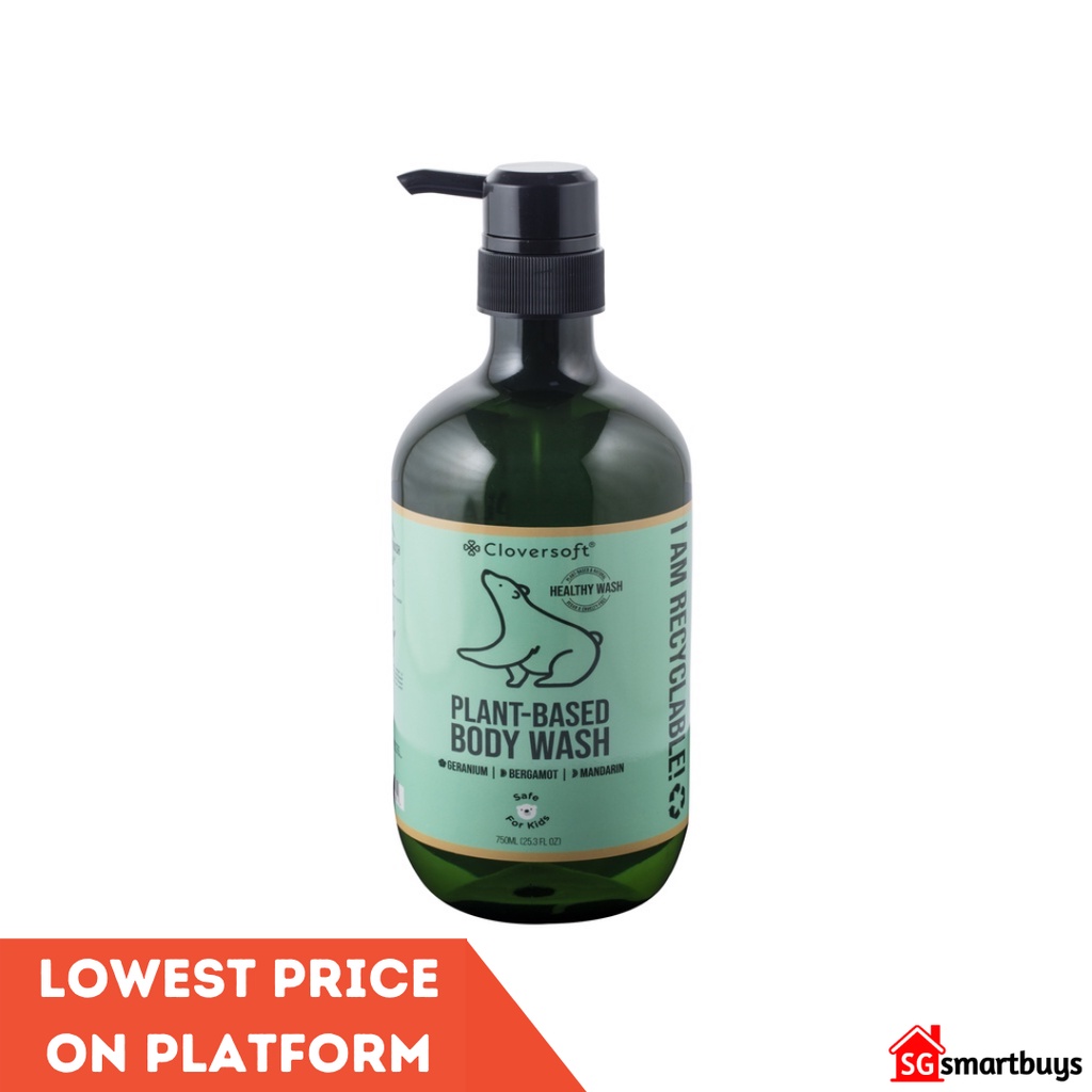 Cloversoft Plant Based Healthy Body Wash 750ml (Geranium, Bergamot and ...