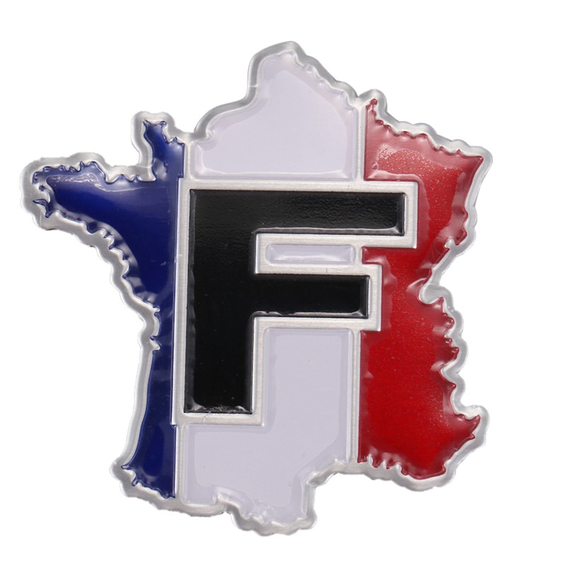 France French Flag Map Style Car Metal 3D Chrome Emblem Decal Sticker
