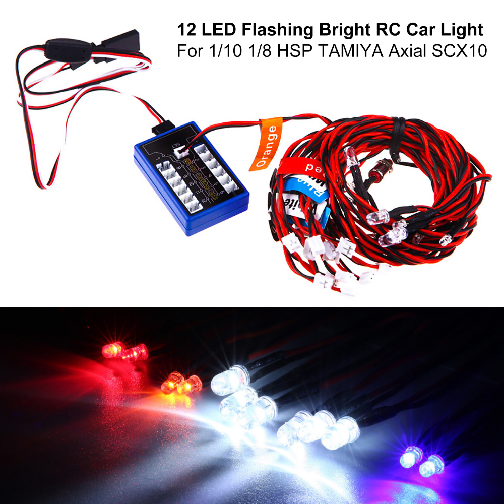RC Car Led Light Headlight Taillight Kit with Y Cables for Hsp Tamiya 1/10 Scale Rc Car Tank Models 