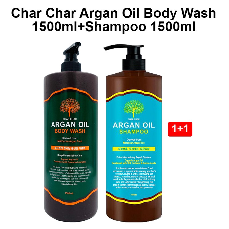 CHAR CHAR ARGAN OIL [BODY WASH 1500ML] + [SHAMPOO 1500ML] Shopee