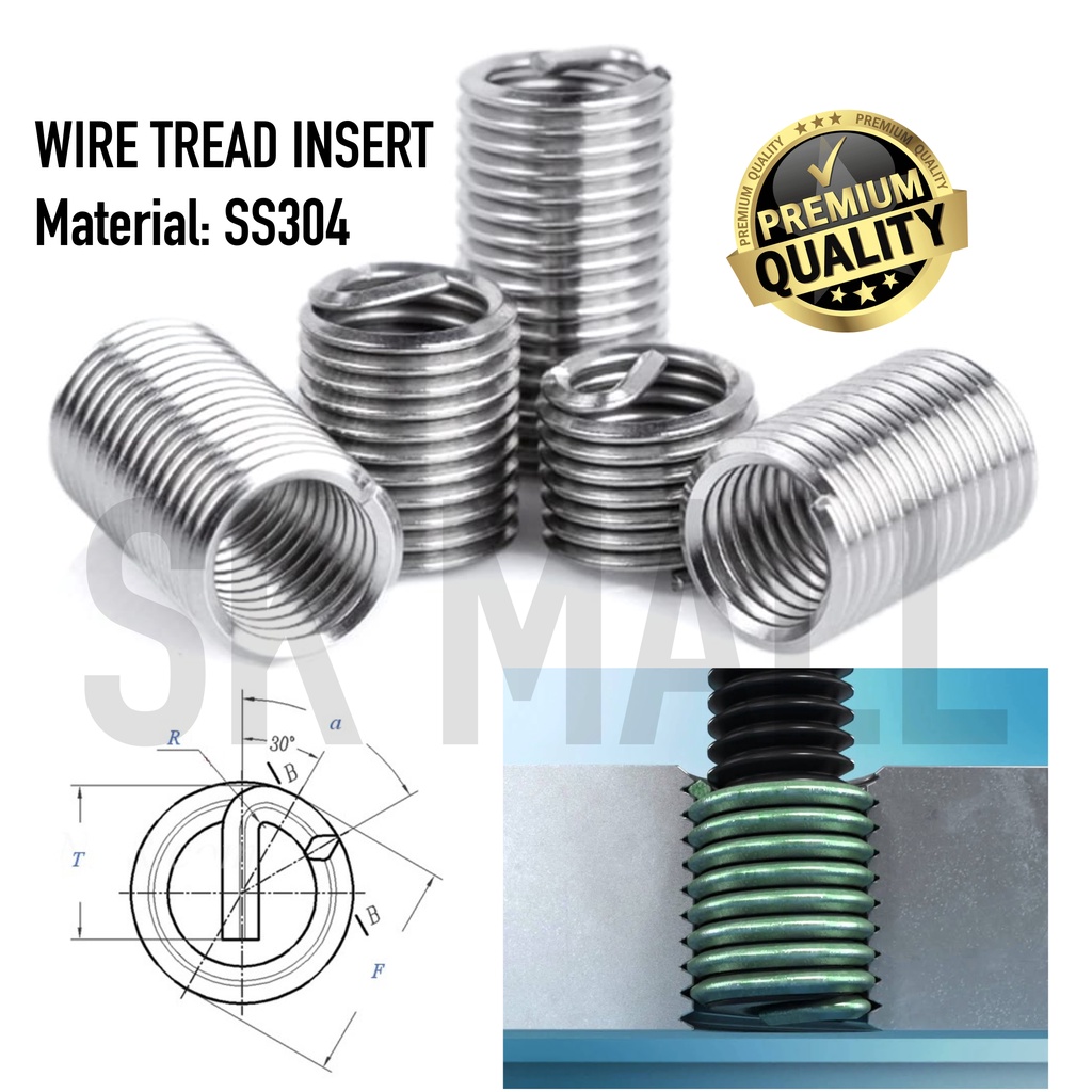 Helicoil Threaded Insert M5/M6/M8/M10/M12 Stainless Steel Thread Repair
