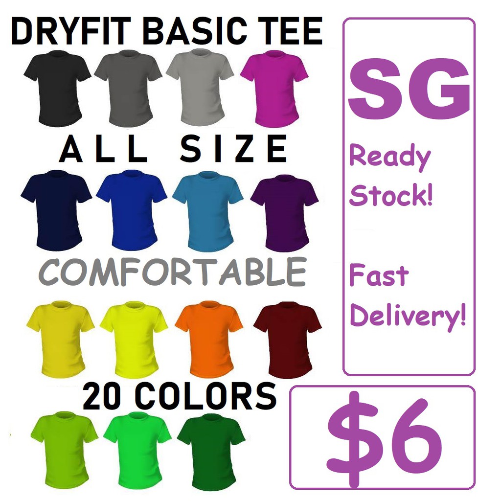 (SG LOCAL SELLER) DRIFIT DRYFIT BASIC T SHIRT SPORT POLYESTER PLAIN TEE ...