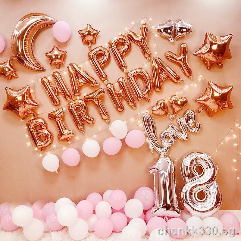 Birthday Balloons Party Scene Layout Wall Decoration Birthday Balloon Decoration Romantic Girlfriend Surprise Scene Hotel Room Bedroom Layout Background Wall Shopee Singapore