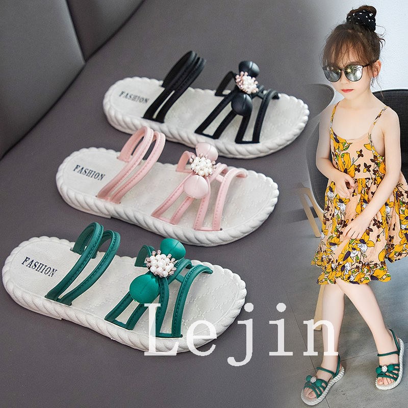 Girls Sandals Kasut Budak Perempuan Baby Summer Princess Flower Slip Sandal Soft Sole Non Slip Princess Beach Shoes Shopee Singapore