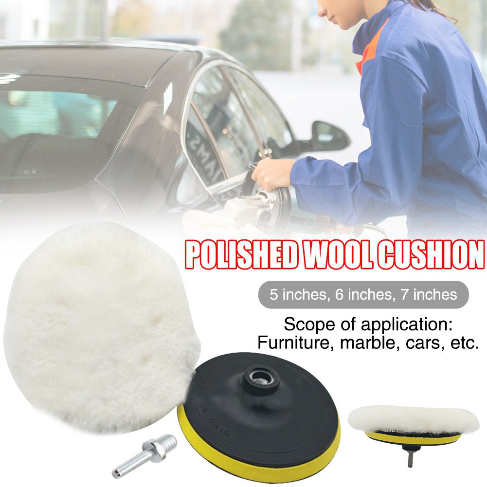5/6/7 Inch Wetour Wool Polishing Buffer Pads kit for Furniture Marble Cars 