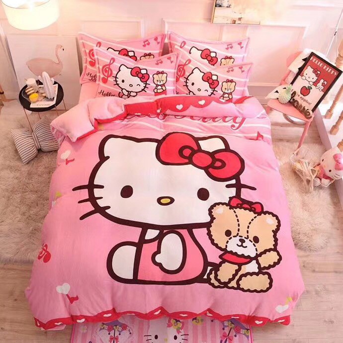 Authentic Hello Kitty Plush Blanket Bedding Sets Single To King Bed