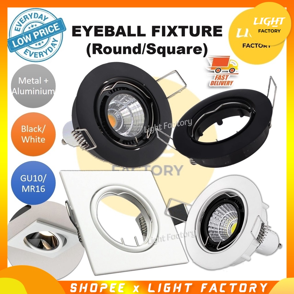 LED Eyeball Fitting Casing Black / White Downlight Housing Light