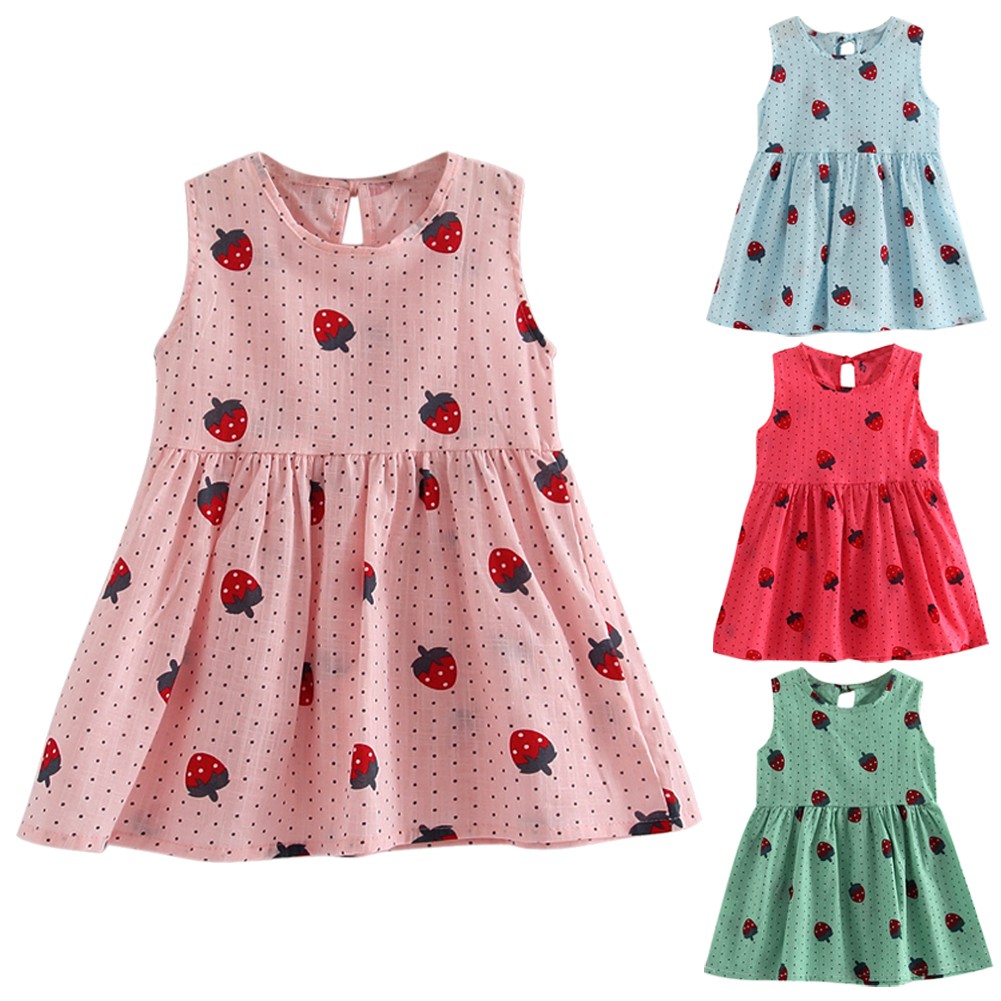 READY STOCK  SH Girls Cotton Soft Sleeveless Fruit Printed 