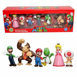 Super Mario Bros Set Figures Action Figurine Kids Toy Luigi Mushroom Goomba Yosh 
