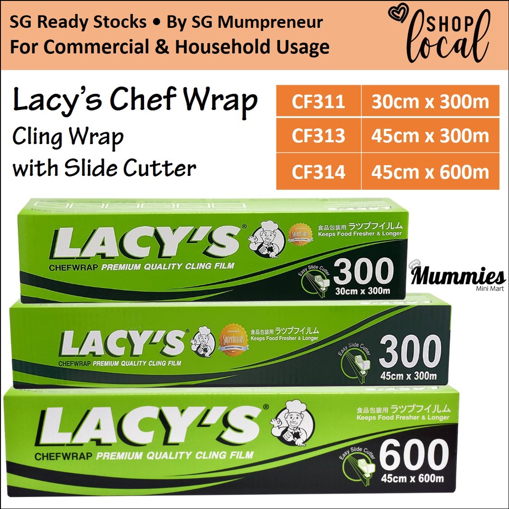 [SG Stock] Lacy's Cling Wrap w Slide Cutter Chef Wrap Kitchen Food