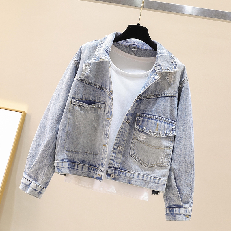 Ripped Denim Jackets Beaded Embellishments And Ladies Jackets Shopee Singapore