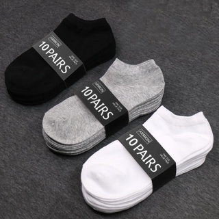 [SG Wholesale]🔥[Bundle of 5] Men Ankle Socks Cotton | Anti-Slip Low Cut Man Sports Sock| Premium Black White Man Socks