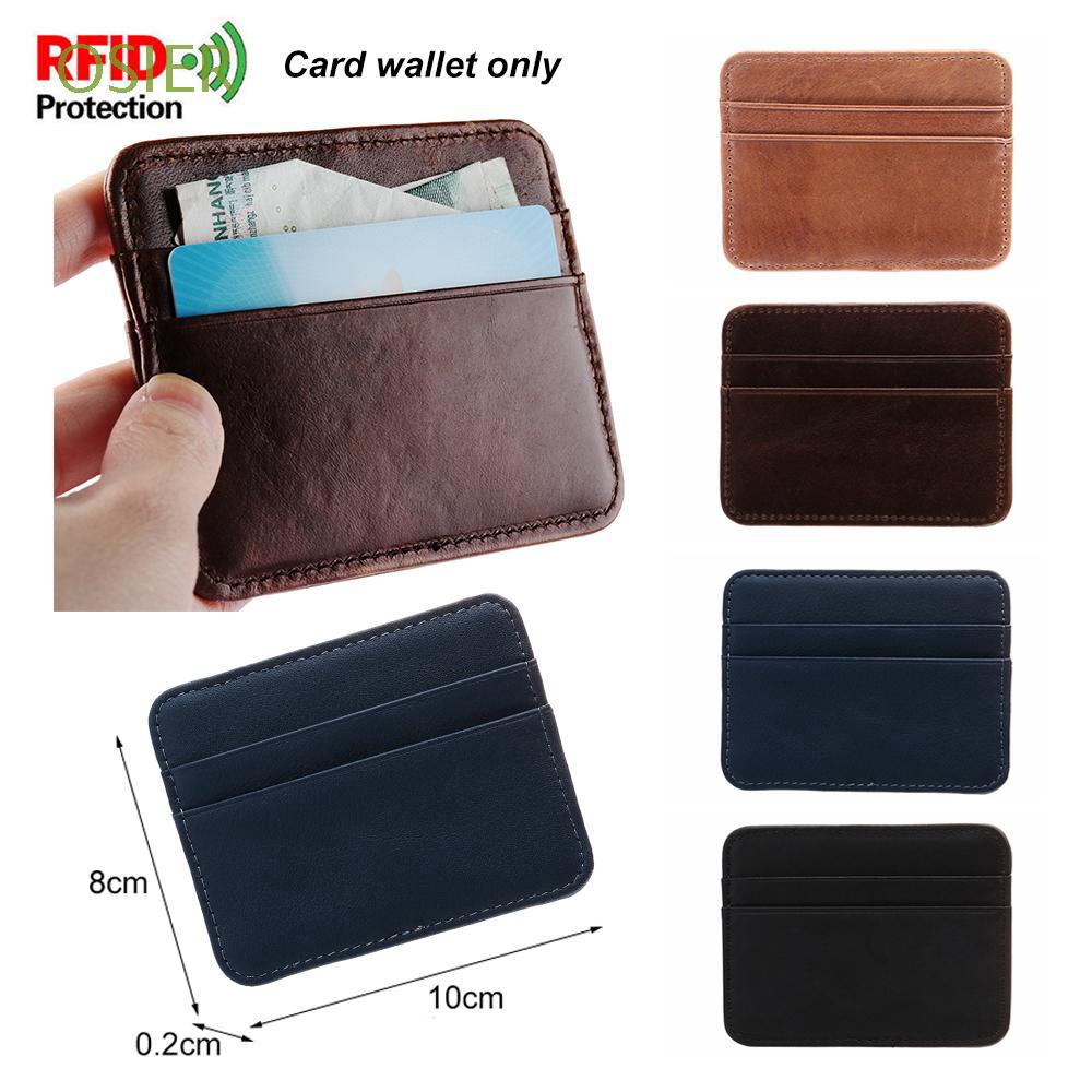 Pu Leather Men S Credit Card Holder Coin Pocket Carbon Fiber Slim Wallet - 