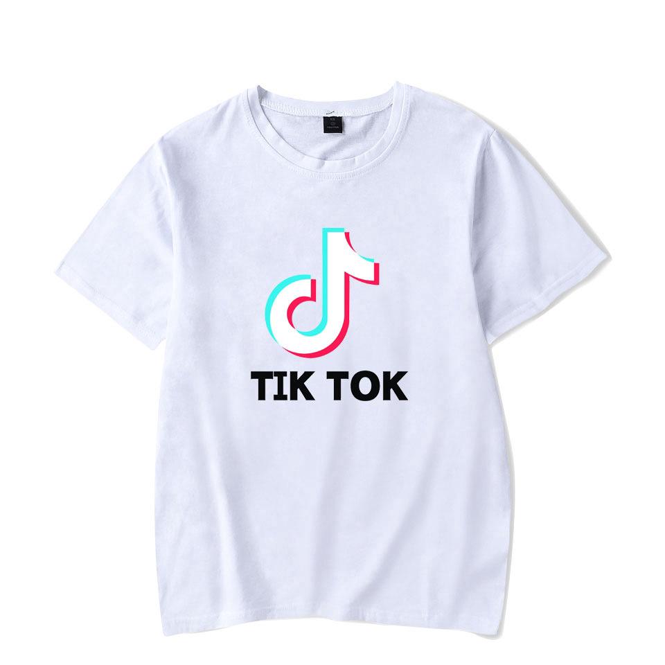 Women and Women T-shirt TIK TOK LOGO Round Neck Short Sleeve T-shirt