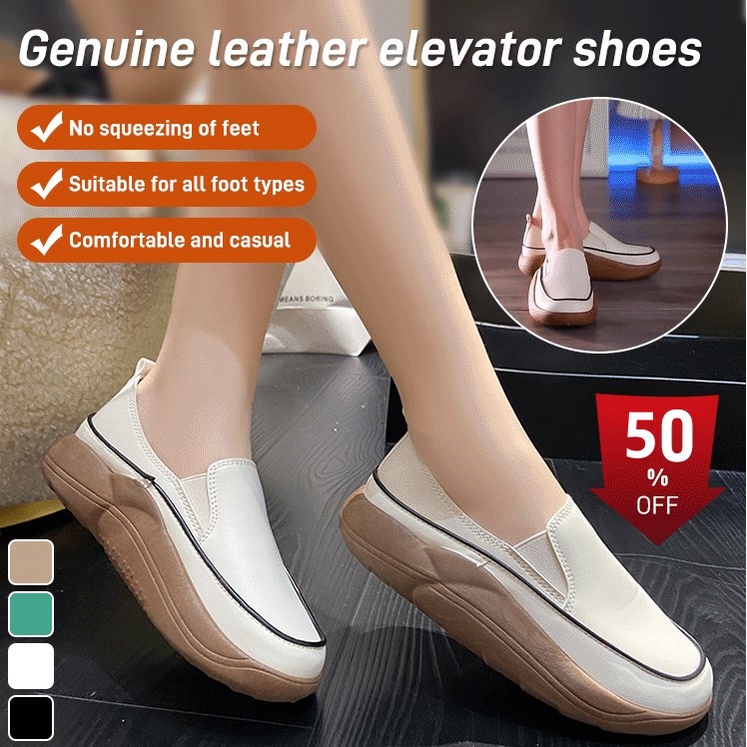 Women's comfortable slipon shoes/Leather height increasing shoes