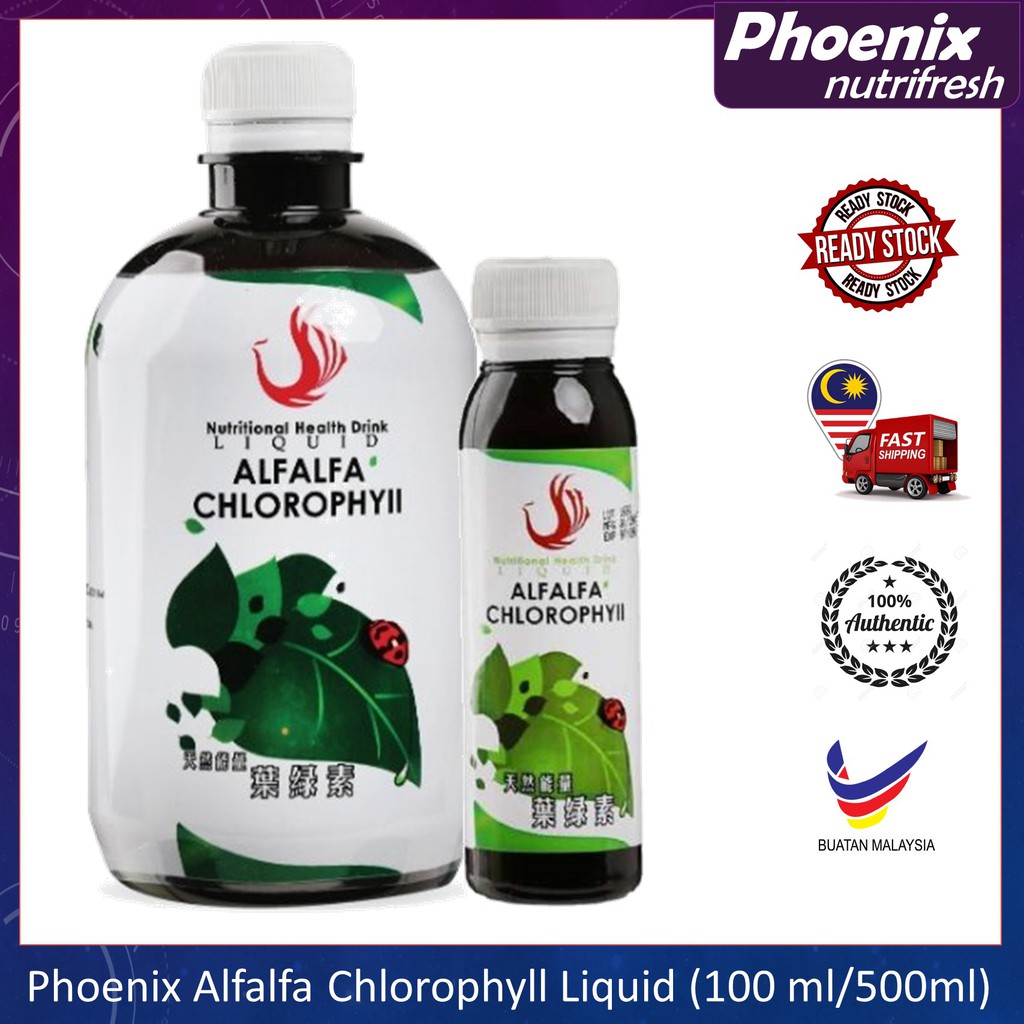 Shop Malaysia Phoenix Alfalfa Chlorophyll Liquids 凤凰叶绿素 100ml 500ml Shopee Singapore
