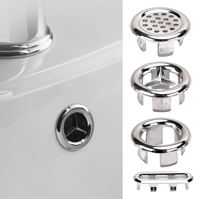 Multi Styles Basin Overflow Cover Spare Cover Plastic Silver Plated Trim Bathroom Ceramic Basin