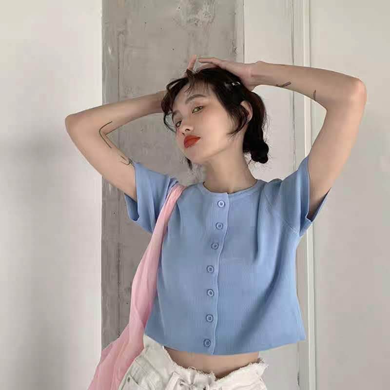 purple short sleeve cardigan