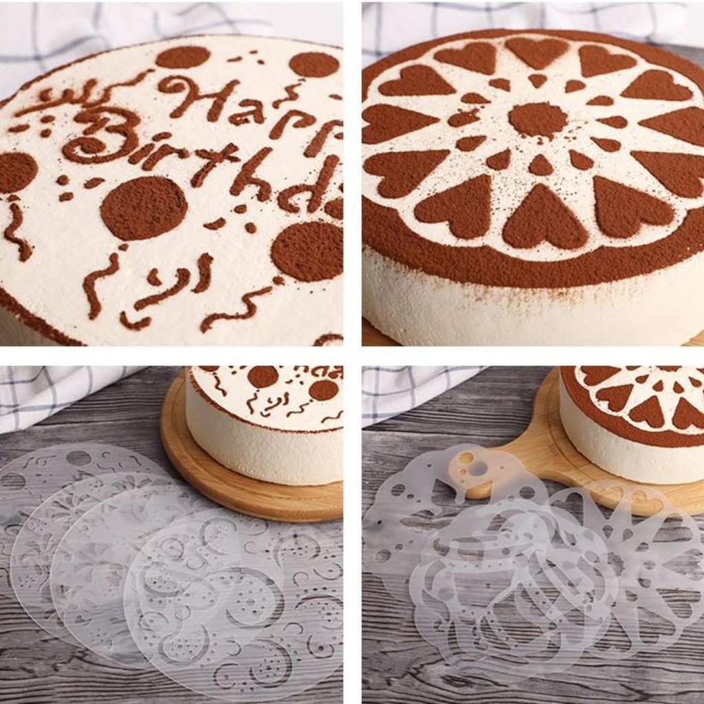 6pcs Set Cake Decorating Stencil Happy Birthday Cake Stencil Tiramisu Icing Sugar Sieve Stenciling Tool Shopee Singapore