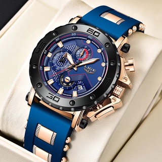 LIGE New Men Watch Fashion Sports Chronograph Top Brand Luxury Waterproof Watches for Men Date Blue Big dial Quartz Wristwatch #3