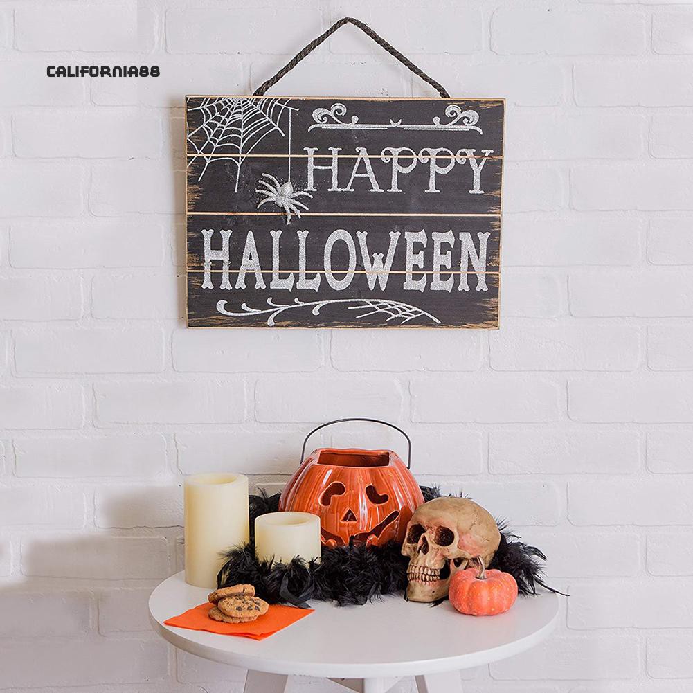 Cali Happy Halloween Spider Wooden Hanging Door Wall Sign