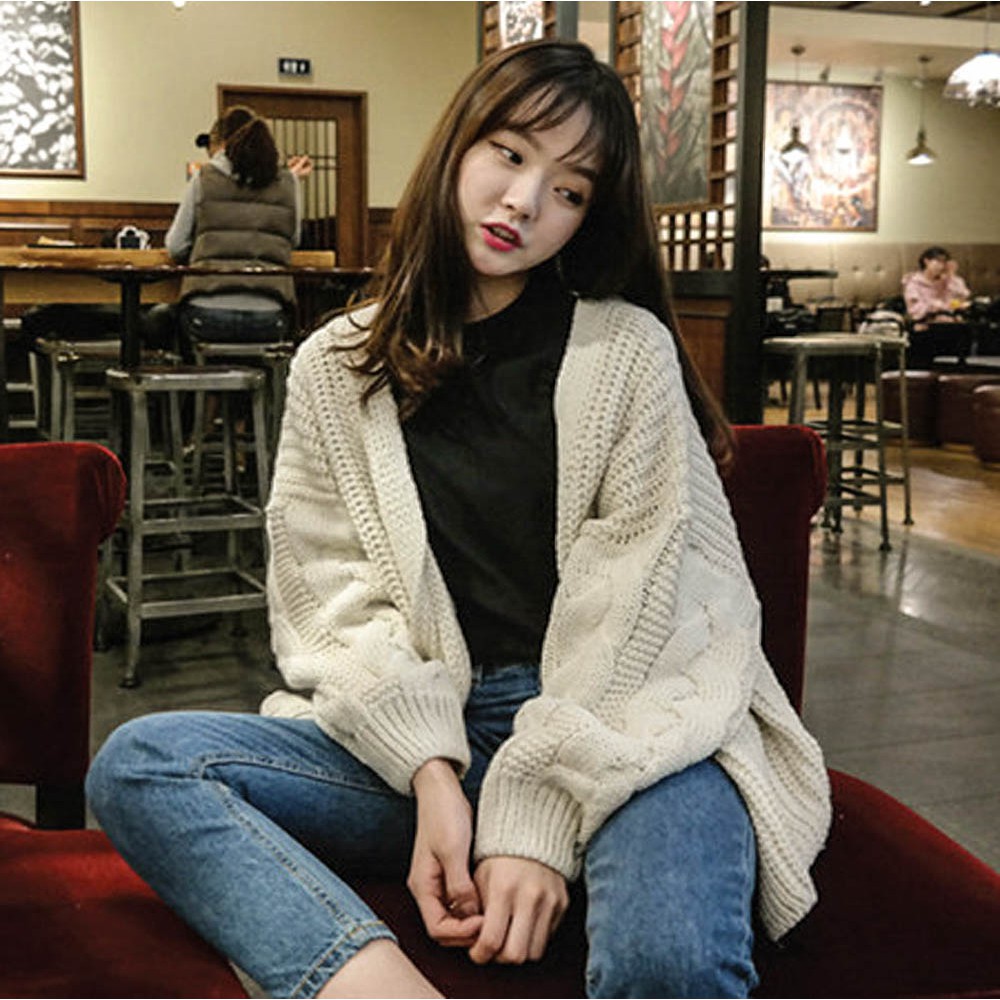  Xiaozhainv Women Casual Loose Knit coat Shopee Singapore