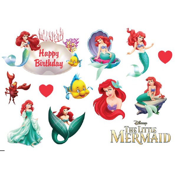 Disney Ariel Mermaid Cake Topper Cupcake Topper Deco Paper Birthday Topper Kek Hari Jadi Shopee Singapore