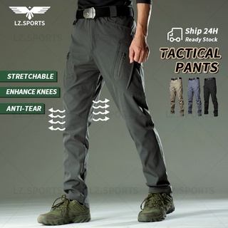 Image of Breathable Cool Stretchable Multi pocket Slim fit Anti Tear Tactical Cargo pants men women IX9 Str/IX7 S-3XL