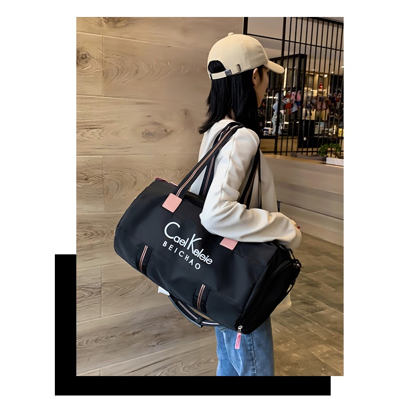 Korean Women Sweet Travel Duffel Bag Hand Carry Fashion Large Capacity Luggage Duffle Bag Printed Clothing Storage Weekender Bag Cute Trolley Cabin Bag Waterproof Gym Bag For crossbody shoulder Dry Wet Item Separation With Shoe Storage