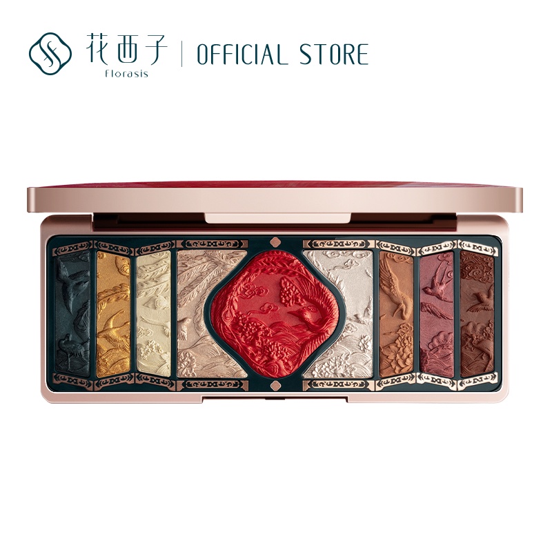 Florasis Eyeshadow Palette with Peony and Moon Relief 9 Color Eyeshadow