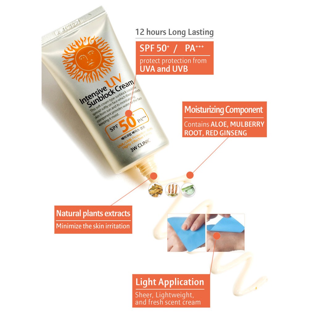 3w Clinic Sunblock Cream Spf50 Pa 70ml 3 Types Shopee Singapore