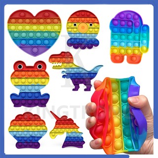【24h Shipped】Push Pop Bubble Fidget Kids Sensory Foxmind Pop It Colourful Unicorn Rainbow Shrimp Crab Dinosaur