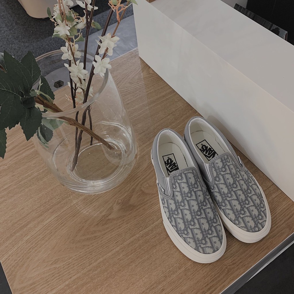 Vans X Dior joint onelegged casual canvas shoes, high