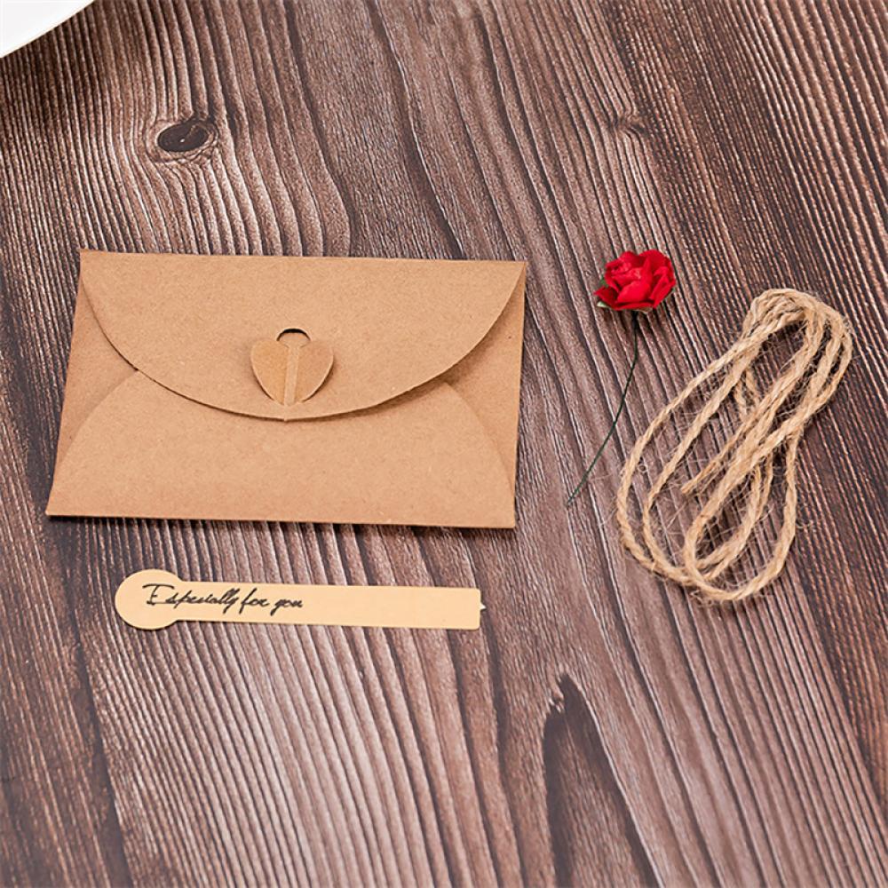 CFSTORE Vintage Kraft Paper Greeting Card DIY Handmade Flower Wish Card Thank You Card Blessing Card Party Invitation Card A6P4