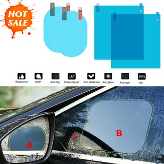 2PCS Car Rearview Mirror Sticker Rain-proof Anti-fog Side Window Glass Waterproof Film Oval / Round Can Protect Your Vision Driving On Rainy Days