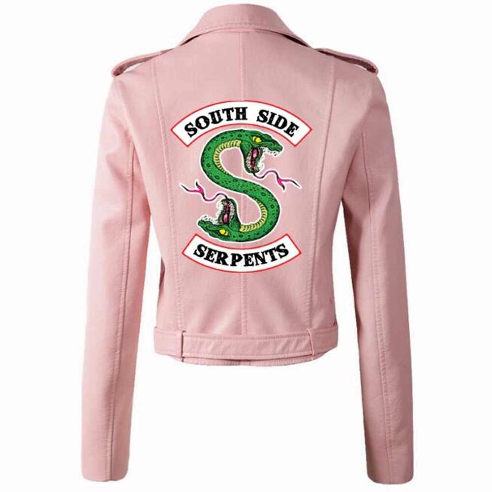 Image of 2019 Riverdale Leather Jacket Women Fashion PU Motorcycle Jackets Southside Serpents Artificial Short Leather Motorcycle Coats #3