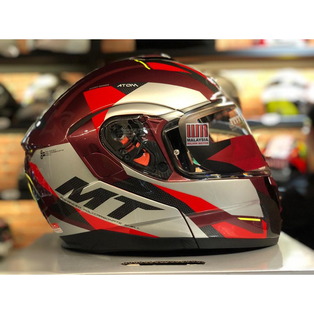 MT HELMET ATOM TRANSCEND F5 ( RED ) | Shopee Singapore